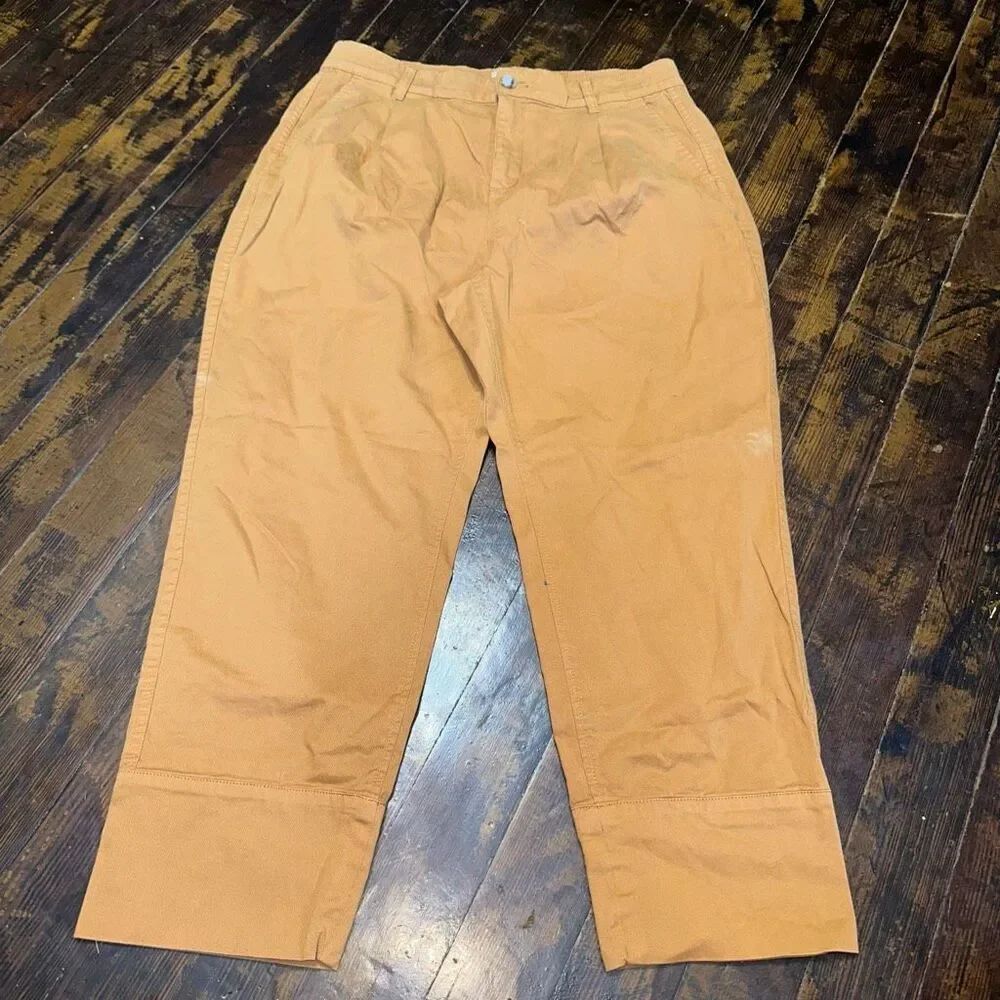 J Crew tan flat front business casual 12 preppy slacks